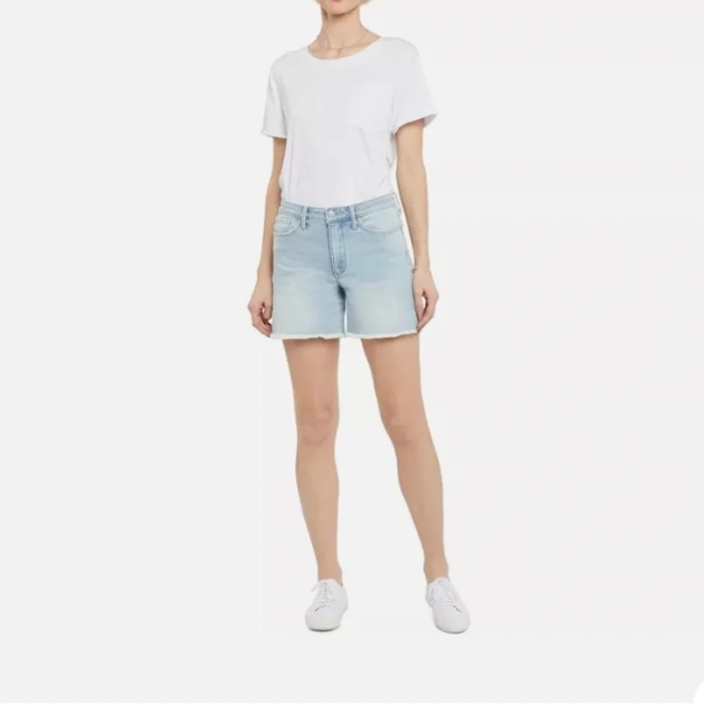 NYDJ High Rise Frayed Hem Blue Denim Shorts size 14p